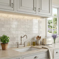 Arctic Gray Limestone Tile 3x6 Polished 3/8 inch — Kitchen backsplash