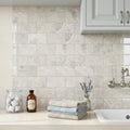 Arctic Gray Limestone Tile 3x6 Polished 3/8 inch — Laundry Room backsplash