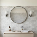 Arctic Gray Limestone Tile 3x6 Tumbled 3/8 inch — Bathroom wall