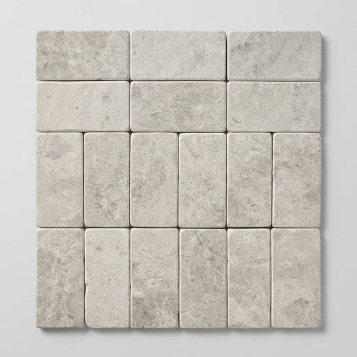Arctic Gray Limestone Tile 3x6 Tumbled 3/8 inch close-up