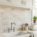 Arctic Gray Limestone Tile 3x6 Tumbled 3/8 inch — Kitchen backsplash