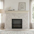 Arctic Gray Limestone Tile 3x6 Tumbled 3/8 inch — Living Room fireplace surround