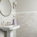 Arctic Gray Limestone Tile 3x6 Tumbled 3/8 inch — Powder Room wainscot