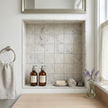 Arctic Gray Limestone Tile 4x4 Tumbled 3/8 inch — Bathroom niche