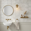 Arctic Gray Limestone Tile 4x4 Tumbled 3/8 inch — Powder Room wall
