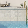 Arctic Gray Limestone Tile 4x4 Tumbled 3/8 inch — Swimming Pool waterline