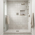 Arctic Gray Limestone Tile 6x6 Tumbled 3/8 inch — Bathroom shower floor