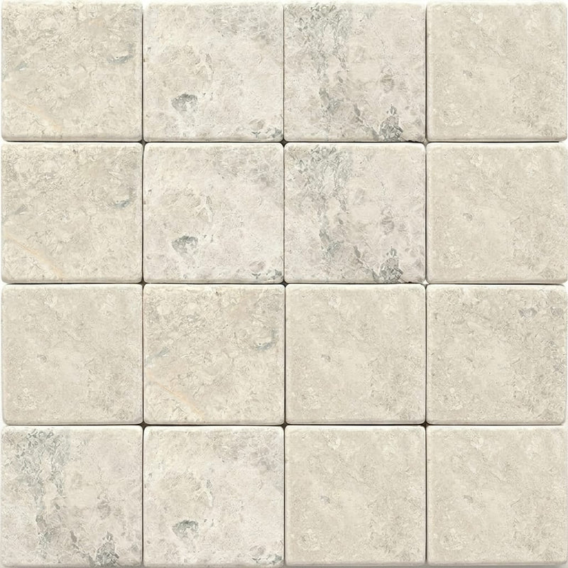 Arctic Gray Limestone Tile 6x6 Tumbled 3/8 inch close-up