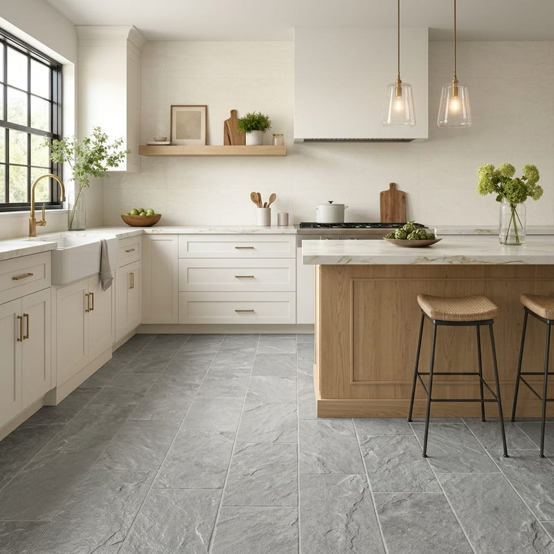 Arctic Mist Quartzite Natural 12 x 24 x 2 Quartzite Wall Cap Cap 12x24 tile — Kitchen floor