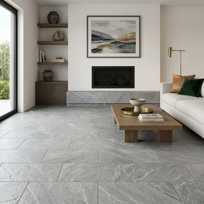 Arctic Mist Quartzite Natural 12 x 24 x 2 Quartzite Wall Cap Cap 12x24 tile — Living Room floor