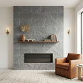 Arctic Mist Quartzite Natural 16 x 24 x 2 Quartzite Wall Cap Cap 16x24 tile — Living Room fireplace surround