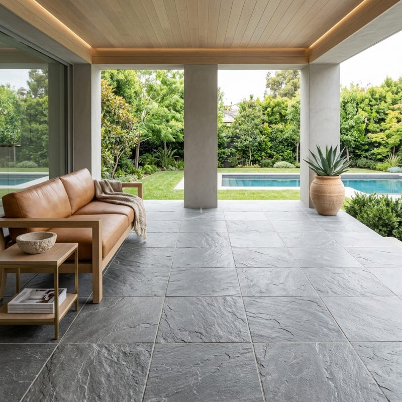 Arctic Mist Quartzite Natural 21 x 21 x 2 Quartzite Column Cap Cap 20x20 tile — Covered Patio floor