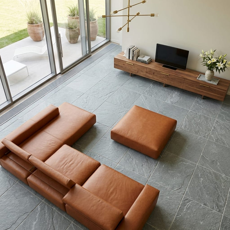 Arctic Mist Quartzite Natural 21 x 21 x 2 Quartzite Column Cap Cap 20x20 tile — Living Room floor