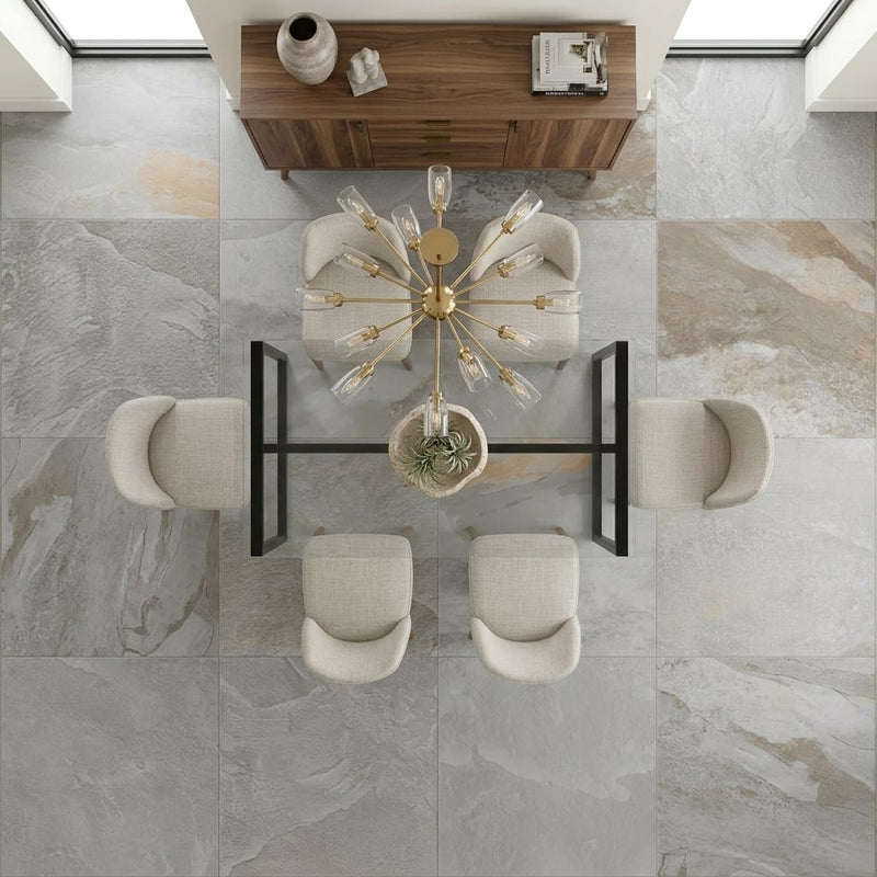 Arctic Mist Quartzite Natural 24 x 24 x 2 Quartzite Column Cap Cap 24x24 tile — Dining Room floor