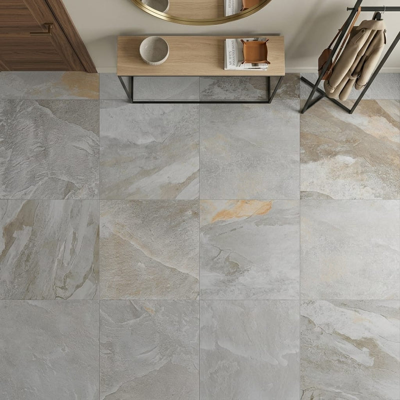 Arctic Mist Quartzite Natural 24 x 24 x 2 Quartzite Column Cap Cap 24x24 tile — Foyer floor