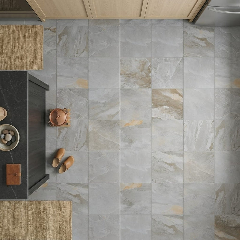 Arctic Mist Quartzite Natural 24 x 24 x 2 Quartzite Column Cap Cap 24x24 tile — Kitchen floor
