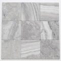 Arctic Silver 12x12 Tumbled Travertine Paver close-up