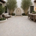 Arctic Silver 12x24 Tumbled Travertine Paver — Courtyard paving