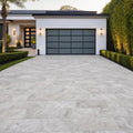 Arctic Silver 12x24x2 Tumbled Travertine Paver — Front Yard driveway