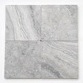 Arctic Silver 16x16 Tumbled Travertine Paver close-up
