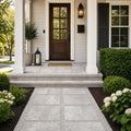 Arctic Silver 16x16 Tumbled Travertine Paver — Front Yard front porch