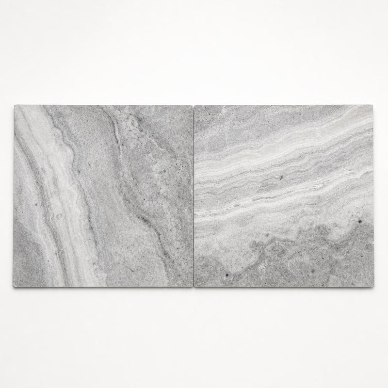 Arctic Silver 24x24 Tumbled Travertine Paver close-up