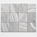 Arctic Silver 6x6 Tumbled Travertine Paver close-up