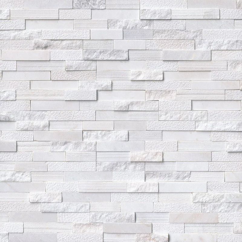 Arctic White 6x18 Corner Multi Finish Marble Ledger Stone
