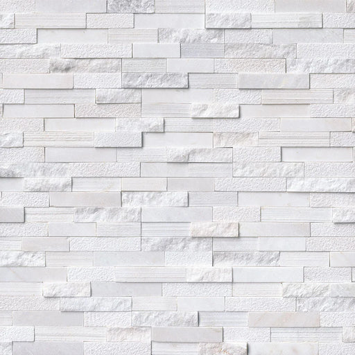 Arctic White 6x18 Corner Multi Finish Marble Ledger Stone
