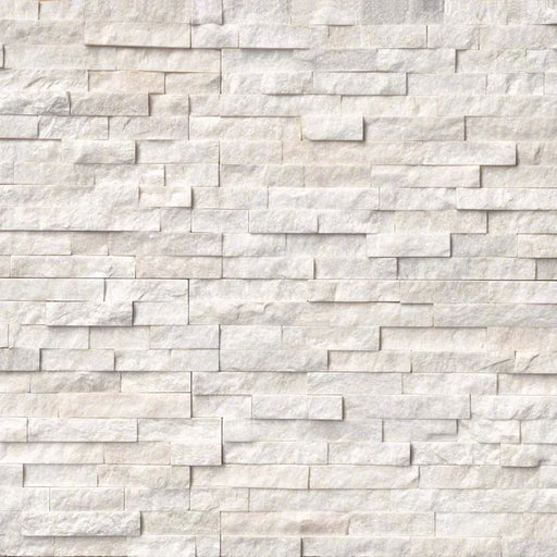 Arctic White 6x24 Panel Splitface Marble Ledger Stone
