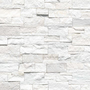 Arctic White 9x18 Corner Splitface Quartzite Ledger Stone
