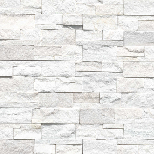Arctic White 9x18 Corner Splitface Quartzite Ledger Stone