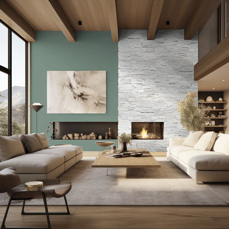 Arctic White 9x18 Corner Splitface Quartzite Ledger Stone