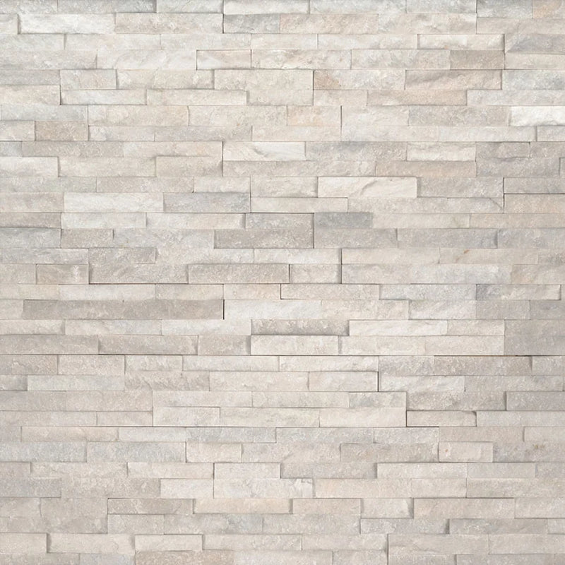 M Series Arctic White 4.5x16 Splitface Mini Stacked Quartzite Ledger Stone