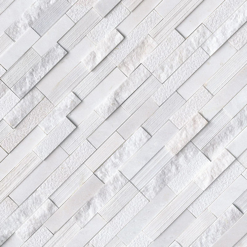 Arctic White 6x24 Panel Multi Finish Marble Ledger Stone