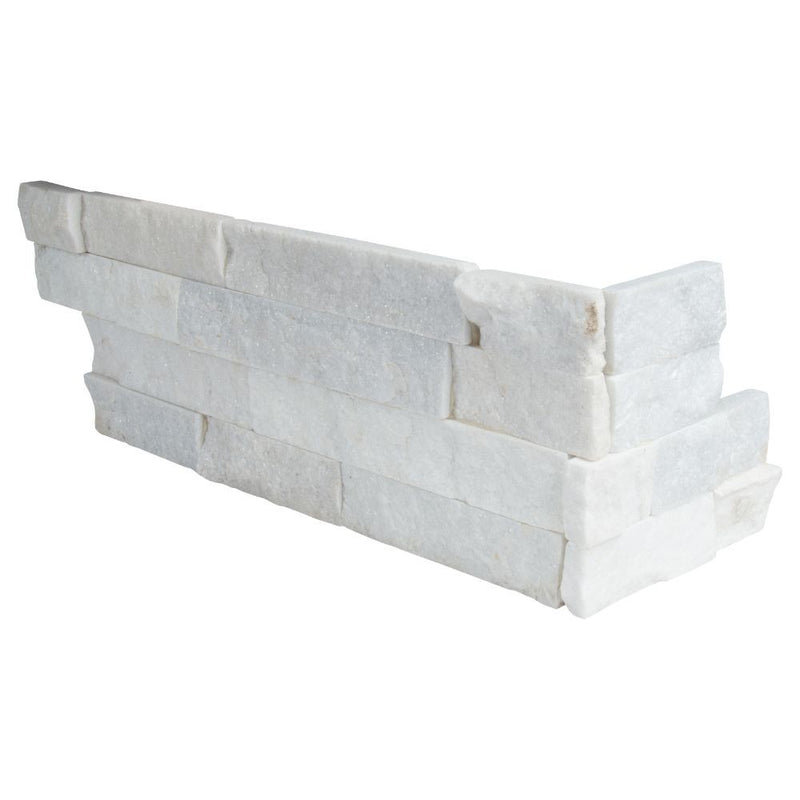 White Splitface Stone Split Face 6 x 18 x 6 (2 Pc) Dog Ear Corner Stone Veneer