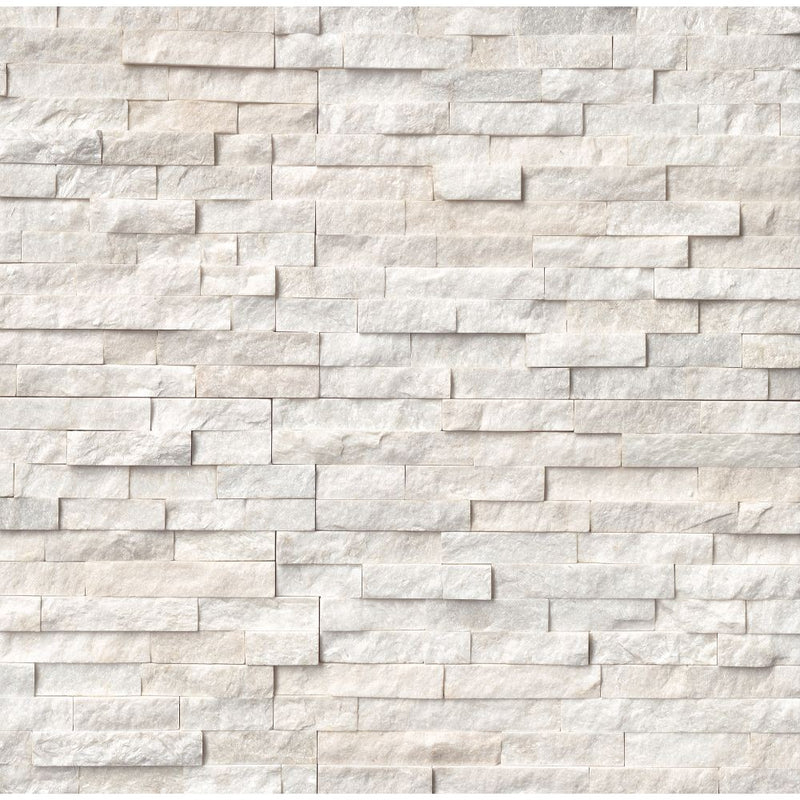 Natural Stone White Splitface Split Face 6 x 24 Flat Panel Stone Veneer