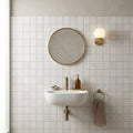 Area 51 White 2x2 12x12 Matte Stone Mosaic — Powder Room wall