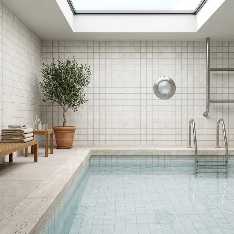 Area 51 White 2x2 12x12 Matte Stone Mosaic — Swimming Pool pool interior tiling
