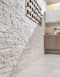 Arctic White 6x24 Panel Splitface Marble Ledger Stone
