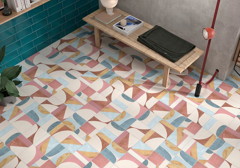 Art Multicolor 8x8 Glazed Porcelain Tile