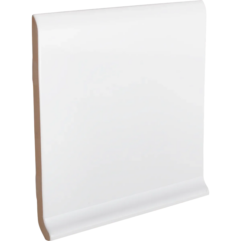 Arte White 6x6 Cove Base Glossy Ceramic Trim