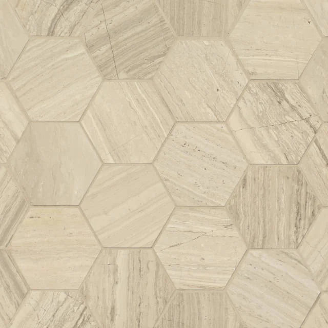 Ashen Grey 3" Hexagon 12x10.5 Honed Marble Mosaic Tile