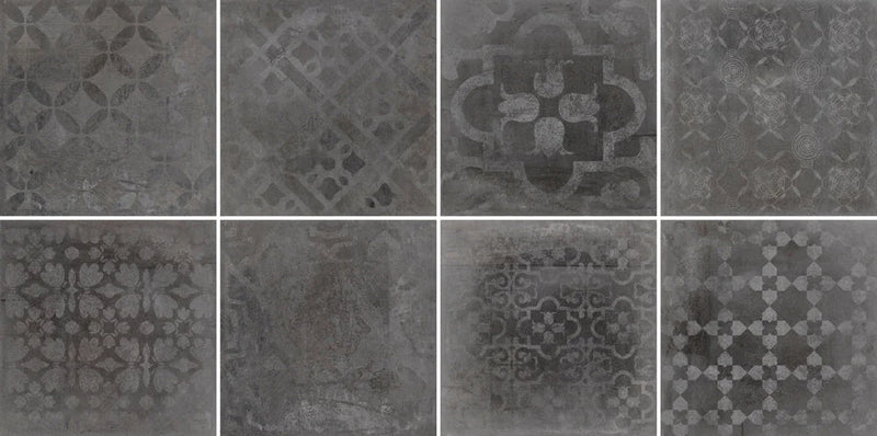 Atelier Dk. Grey Deco 12x12 Glazed Matte Porcelain Tile