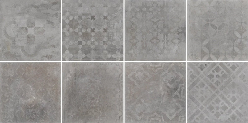 Atelier Lt. Grey Deco 12x12 Glazed Matte Porcelain Tile