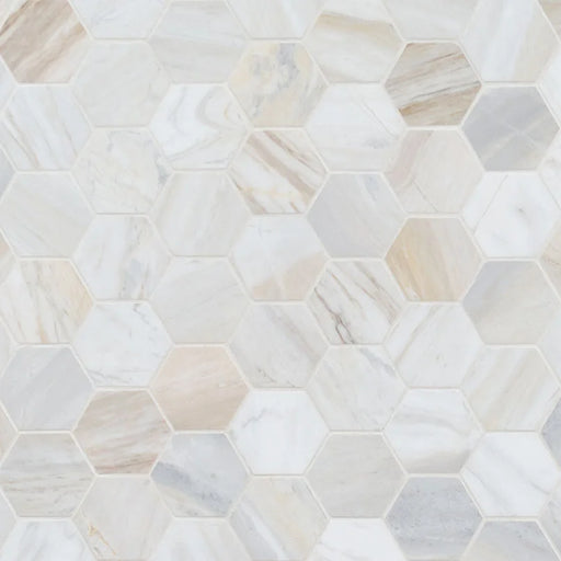 Athena Gold 2" Hexagon Honed Pattern Marble Mosaic Tile