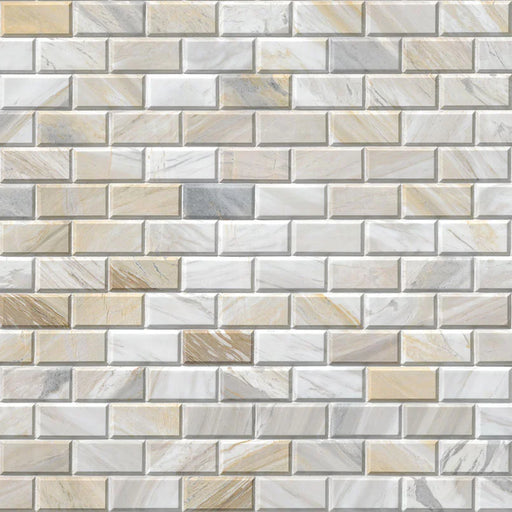 Athena Gold 2x4 Honed and Beveled Marble Subway Tile