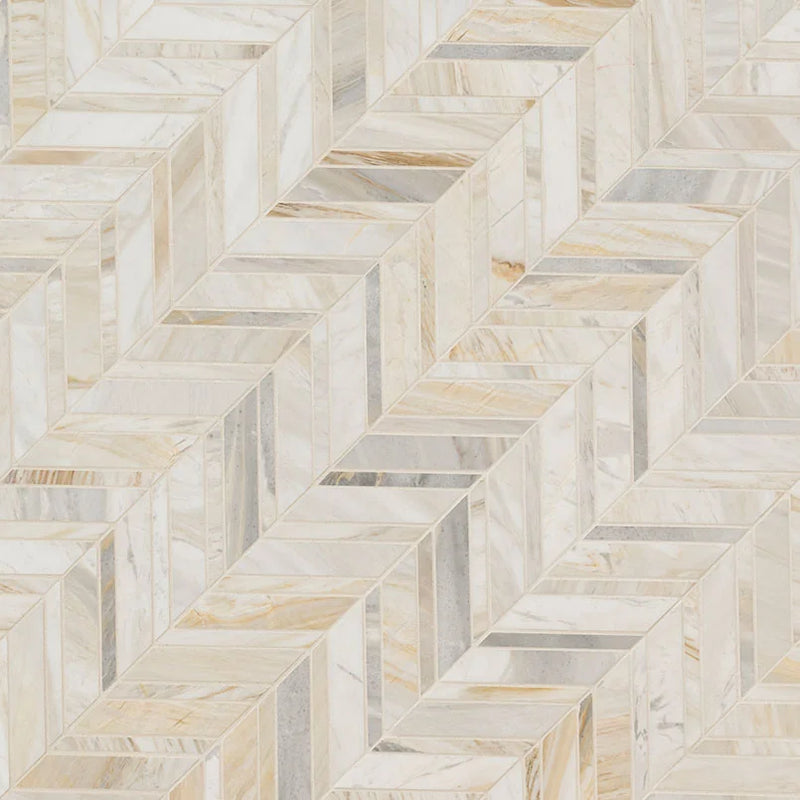 Athena Gold Chevron Pattern Honed Marble Mosaic Tile