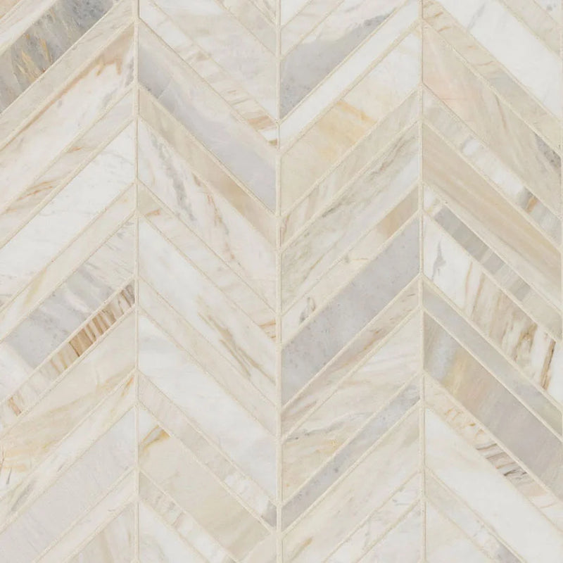 Athena Gold Chevron Pattern Honed Marble Mosaic Tile