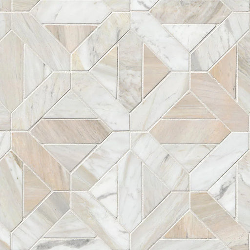 Athena Gold Geometrica Pattern Honed Marble Mosaic Tile